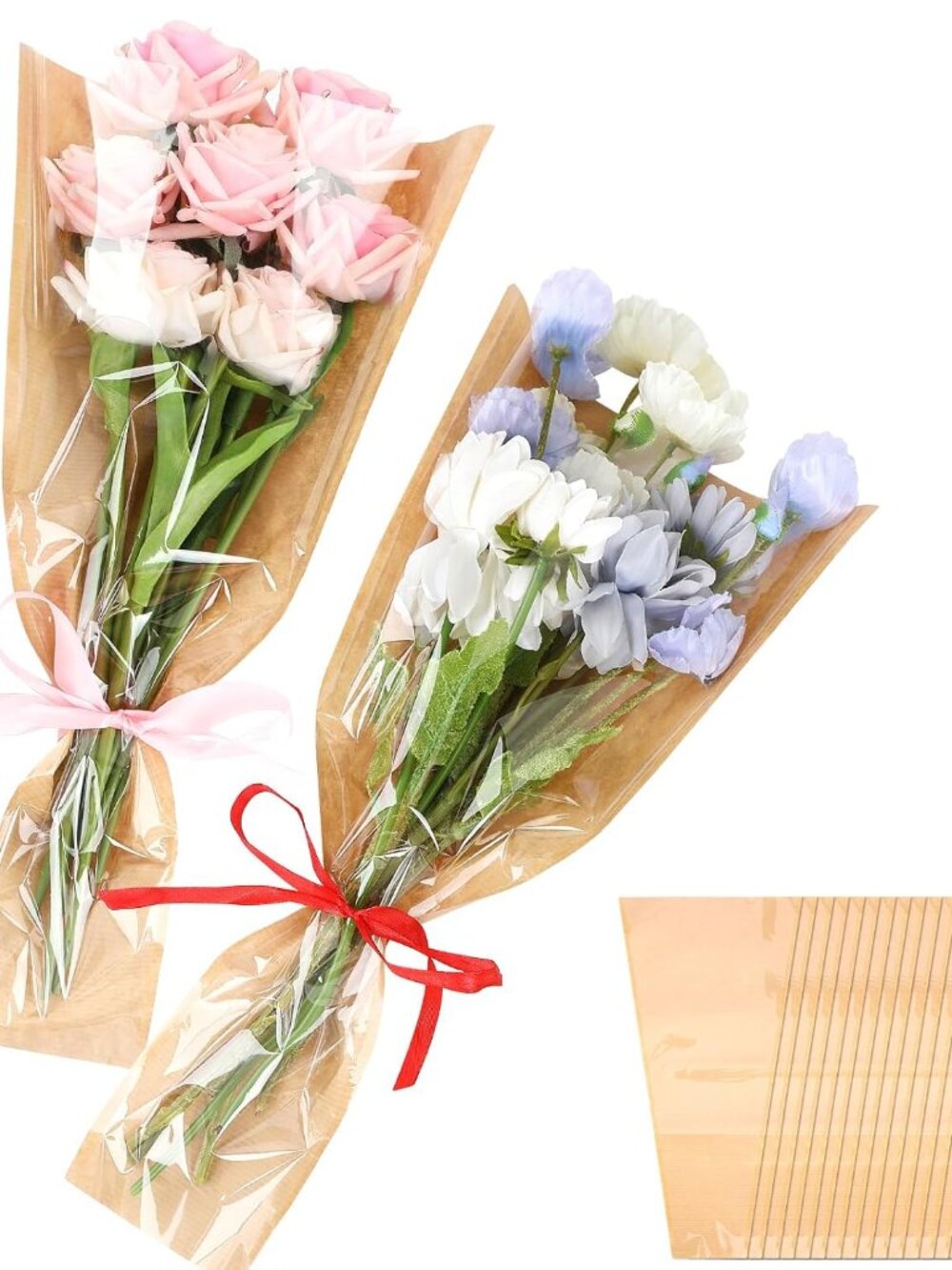 40Pcs Flower Wrapping Bags Kraft Paper Flower Sleeves for Bouquets